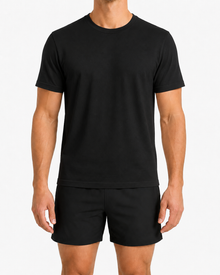 black tee model mockup